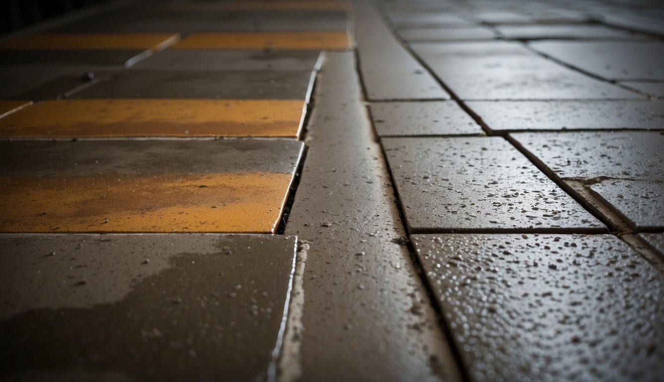 A patio surface made with bricks and pavers.